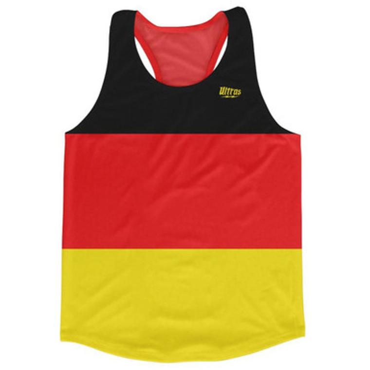 Germany Country Flag Running Tank Top Racerback Track and Cross Country Singlet Jersey Made In USA - Black Red Yellow