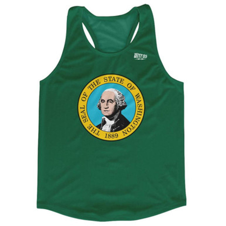 Washington State Flag Running Tank Top Racerback Track and Cross Country Singlet Jersey Made In USA - Green