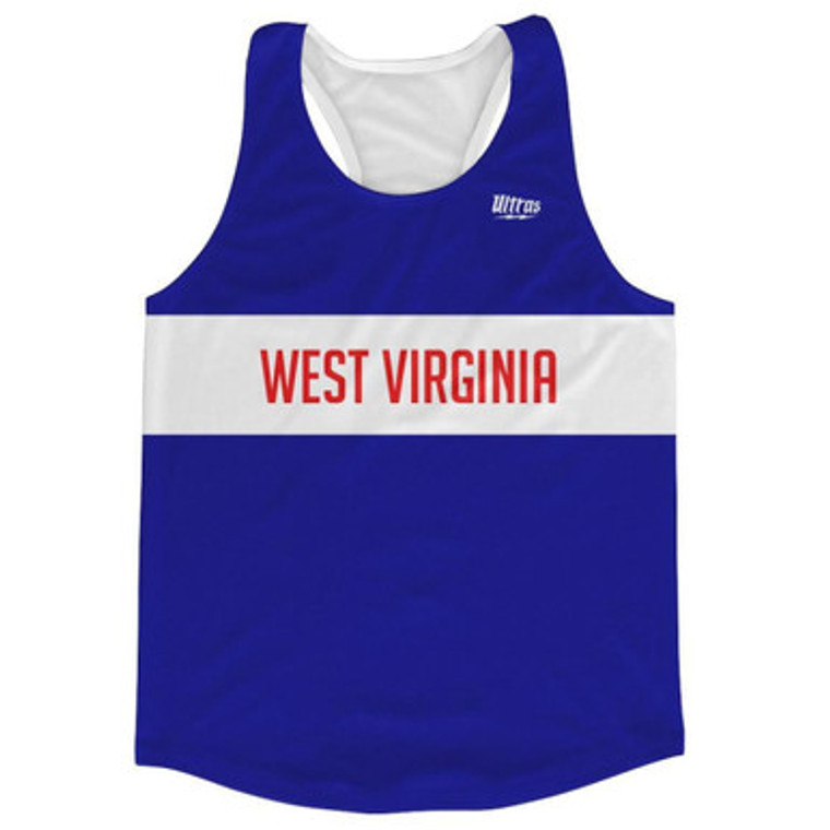 West Virginia Finish Line Running Tank Top Racerback Track and Cross Country Singlet Jersey Made In USA - Blue White