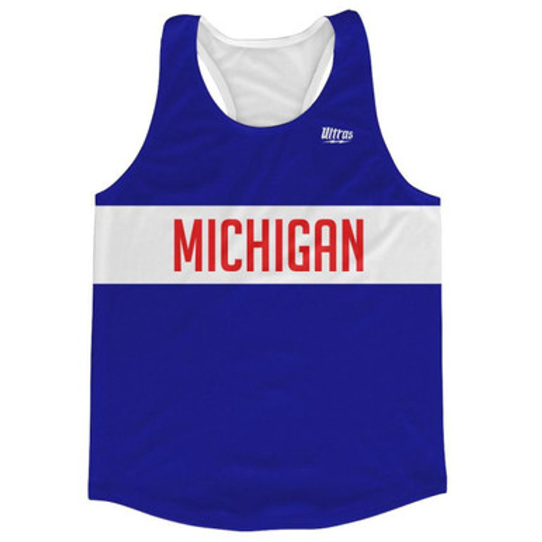 Michigan Finish Line Running Tank Top Racerback Track and Cross Country Singlet Jersey Made In USA - Royal Blue
