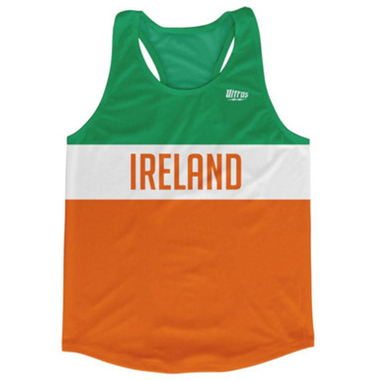 Ireland Country Finish Line Running Tank Top Racerback Track and Cross Country Singlet Jersey Made In USA - Green White Orange