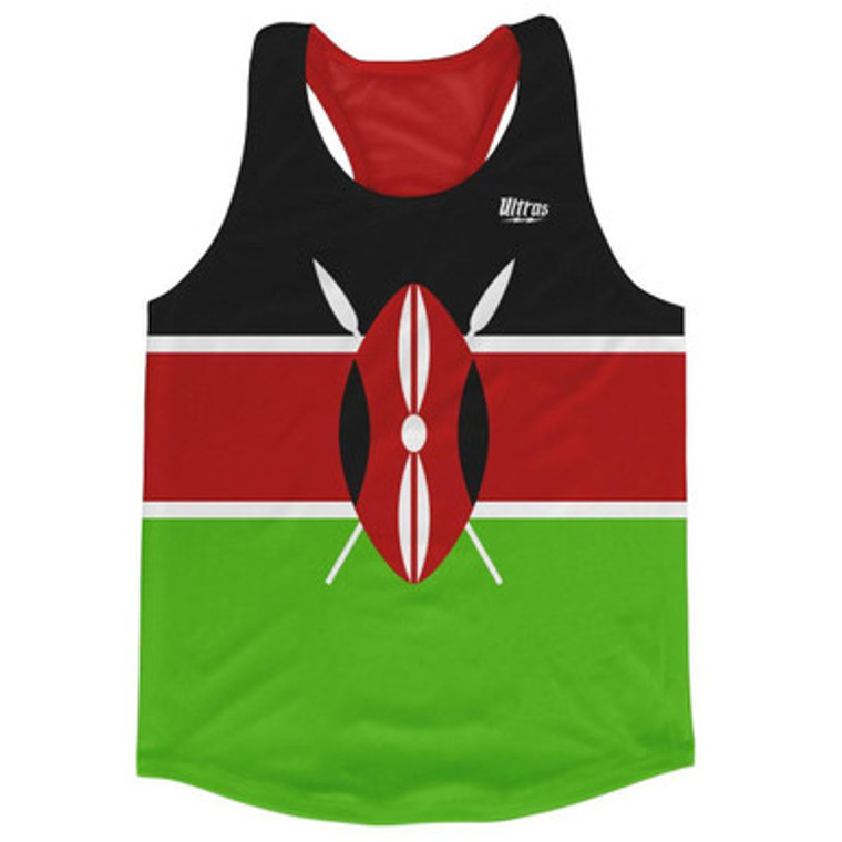 Kenya Country Flag Running Tank Top Racerback Track and Cross Country Singlet Jersey Made In USA-Black Red Green