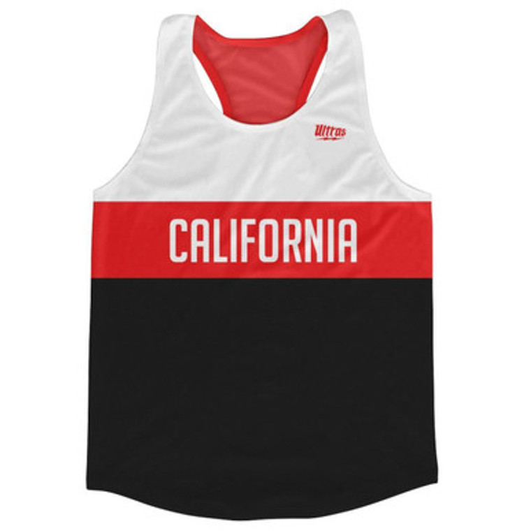 California Finish Line Running Tank Top Racerback Track and Cross Country Singlet Jersey Made In USA-White Red