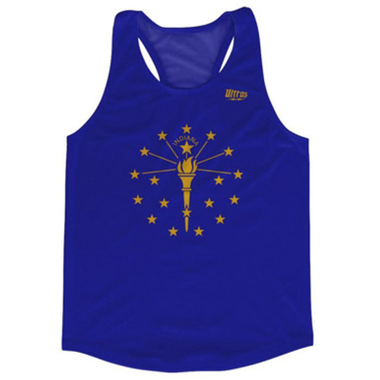 Indiana State Flag Running Tank Top Racerback Track and Cross Country Singlet Jersey Made In USA - Navy