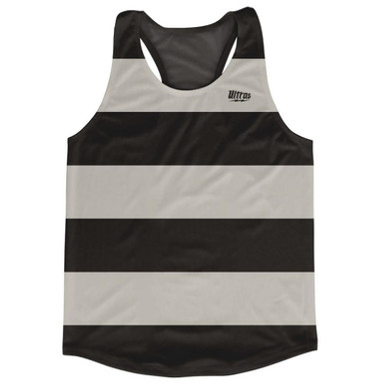 Cool Grey Striped Running Tank Top Racerback Track and Cross Country Singlet Jersey Made In USA - Cool Grey