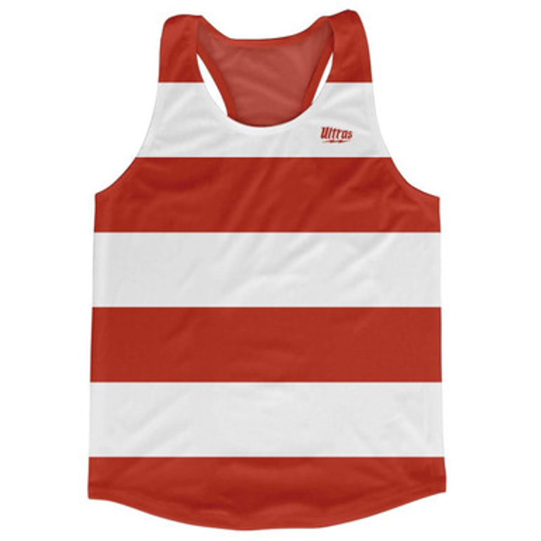 Cardinal Red & White Striped Running Tank Top Racerback Track and Cross Country Singlet Jersey Made In USA-Cardinal Red & White