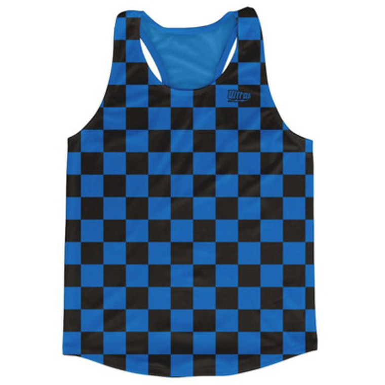 Royal & Black Checkerboard Running Tank Top Racerback Track and Cross Country Singlet Jersey Made In USA - Royal & Black