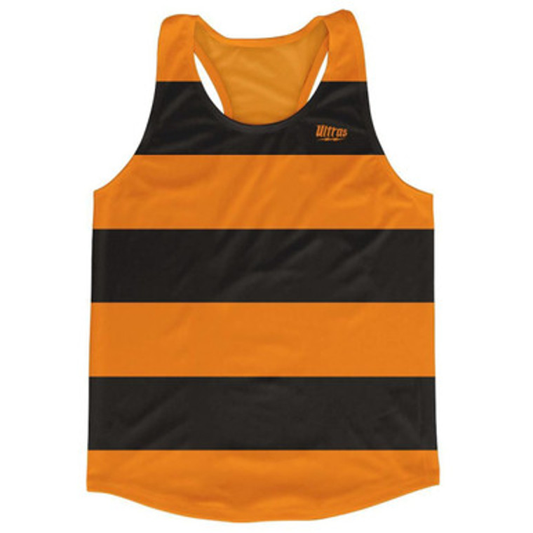 Orange & Black Striped Running Tank Top Racerback Track and Cross Country Singlet Jersey Made In USA-Orange & Black