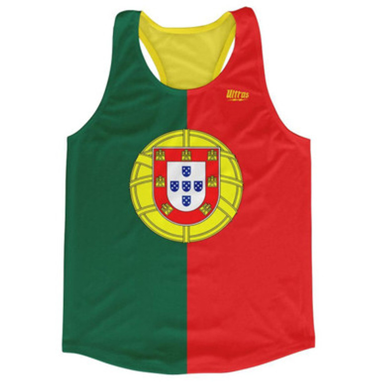 Portugal Country Flag Running Tank Top Racerback Track and Cross Country Singlet Jersey Made In USA - Red White