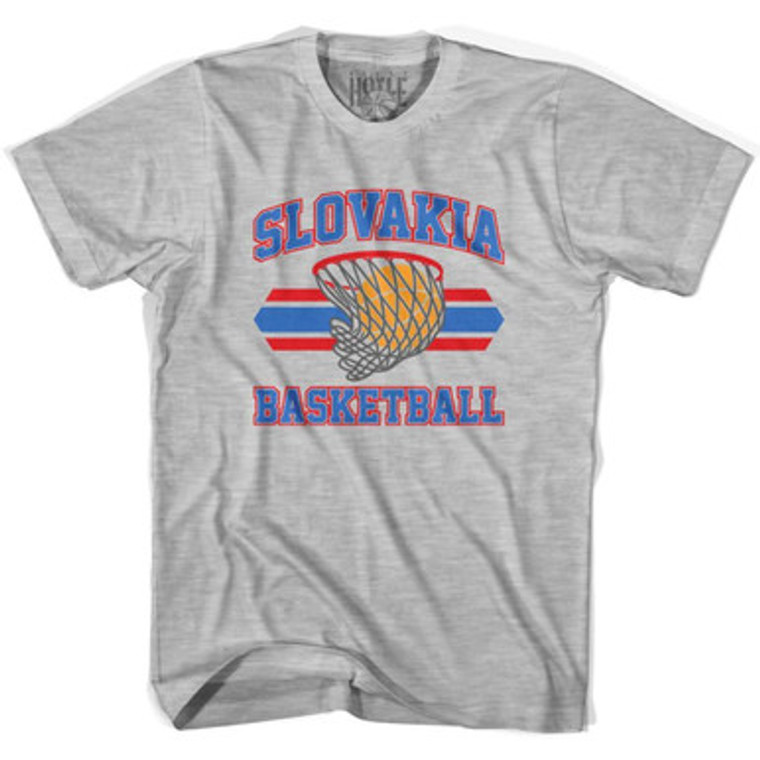 Slovakia 90's Basketball T-shirts-Adult - Grey Heather