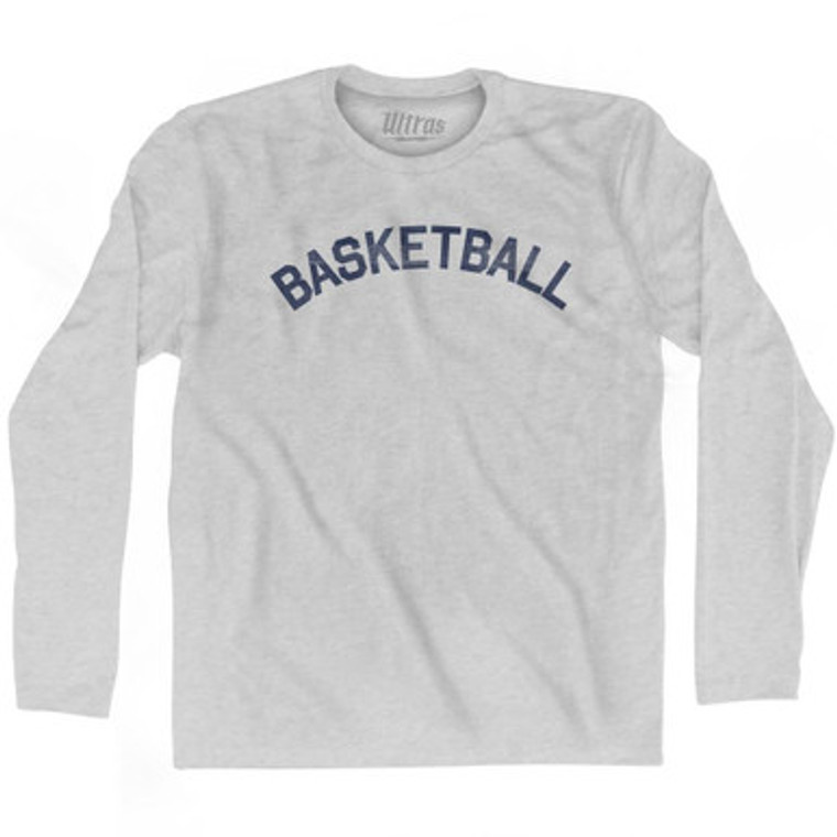 Basketball Adult Cotton Long Sleeve T-Shirt-Grey Heather
