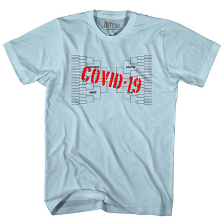 Covid-19 Bracket Busted March Basketball Tournament Adult Cotton T-shirt - Light Blue