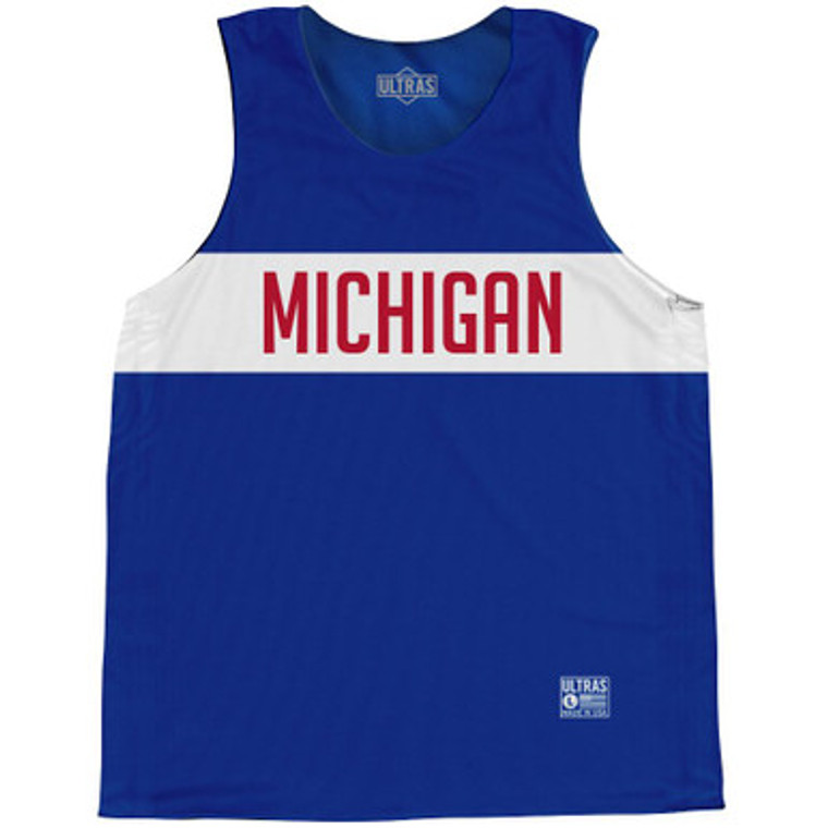 Michigan Finish Line State Flag Basketball Singlets - Blue