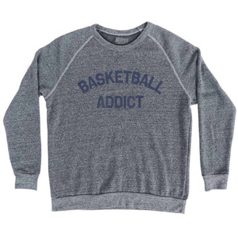 Basketball Addict Adult Tri-Blend Sweatshirt-Athletic Grey