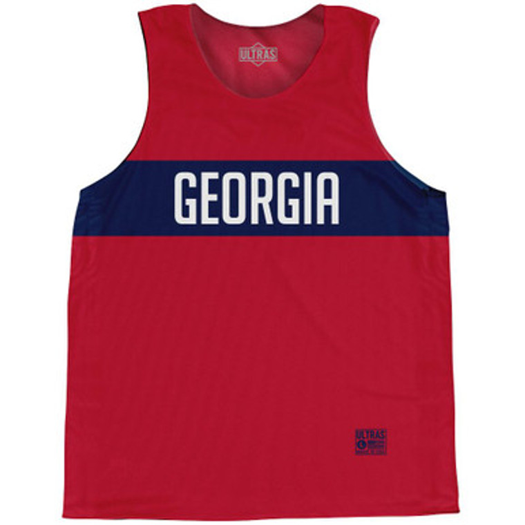 Georgia Finish Line State Flag Basketball Singlets - Blue Red