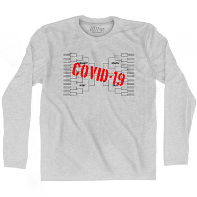 Covid-19 Bracket Busted March Basketball Tournament Adult Cotton Long Sleeve T-shirt-Grey Heather