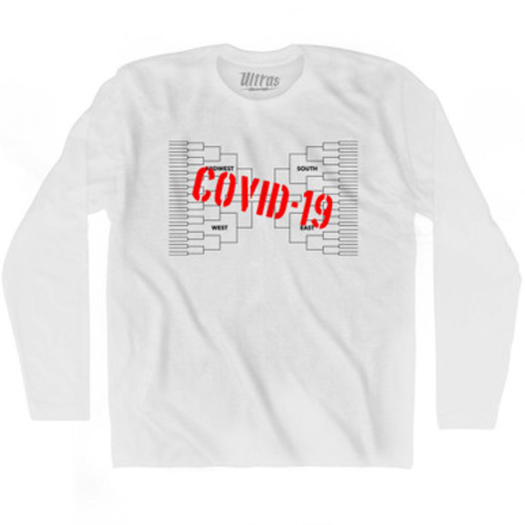 Covid-19 Bracket Busted March Basketball Tournament Adult Cotton Long Sleeve T-shirt-White