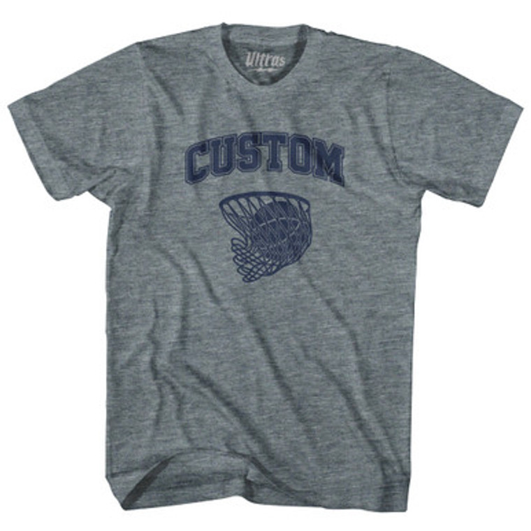 Custom Basketball Old School Ball Net Womens Tri-Blend Junior Cut T-Shirt - Athletic Grey