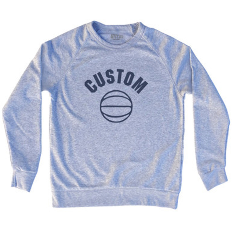 Custom Basketball Old School Ball Adult Tri-Blend Sweatshirt - Grey Heather