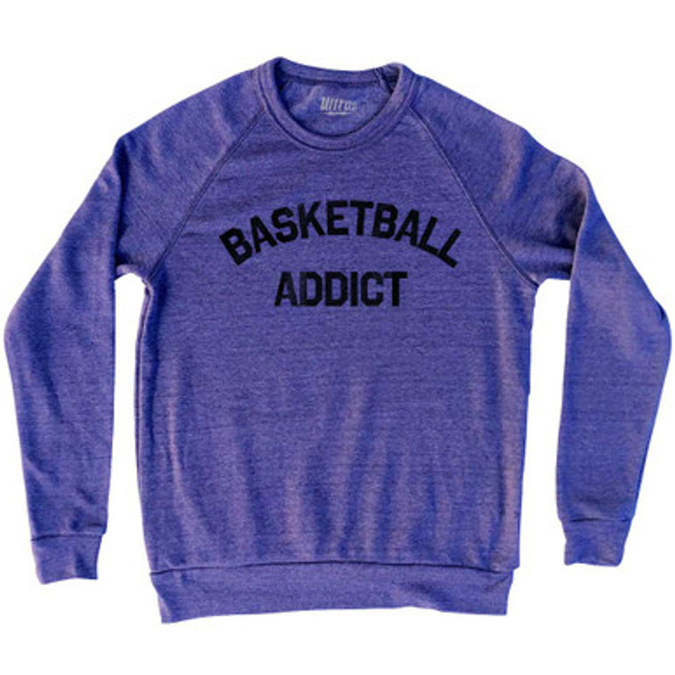 Basketball Addict Adult Tri-Blend Sweatshirt - White