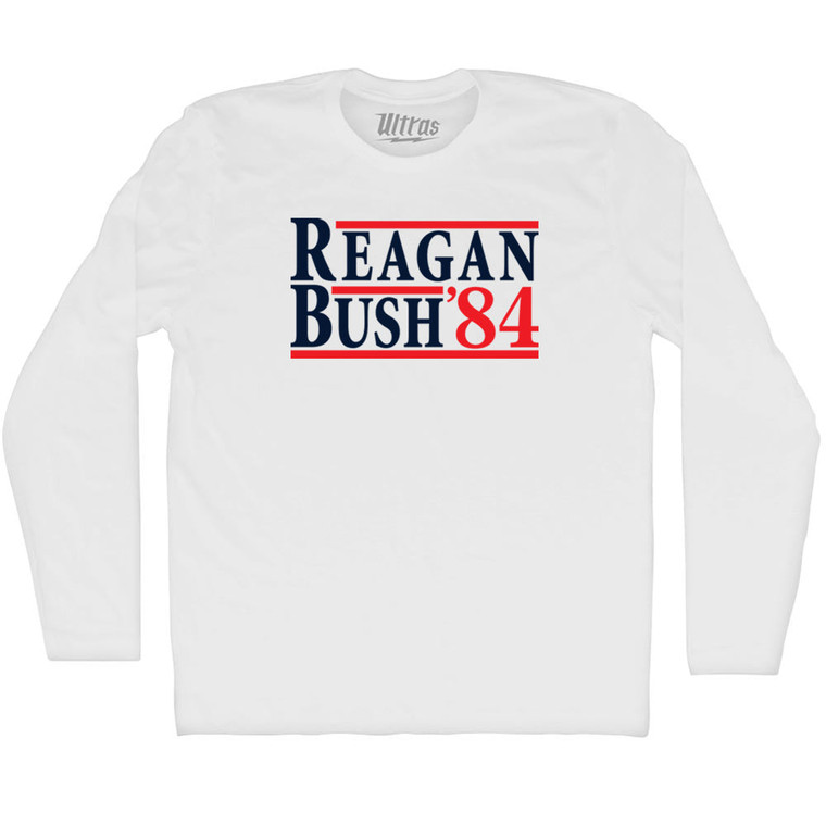 Reagan Bush 84 Adult Cotton Long Sleeve T-shirt - White