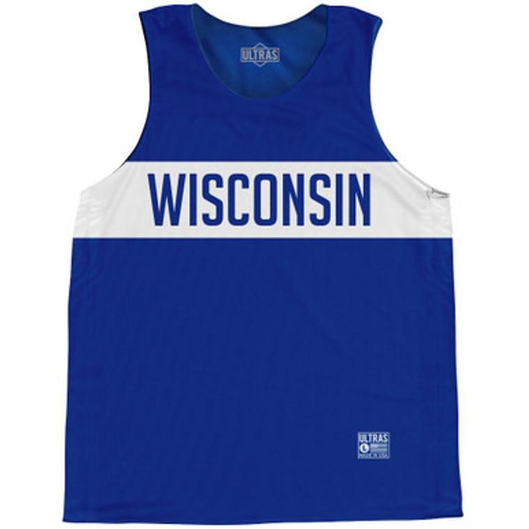 Wisconsin Finish Line State Flag Basketball Singlets - Blue