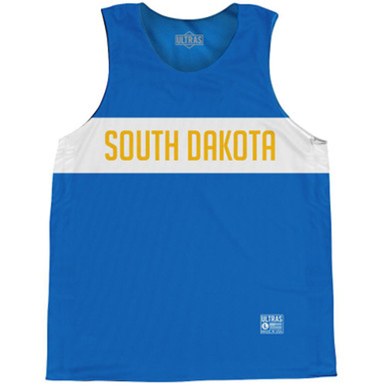 South Dakota Finish Line State Flag Basketball Singlets - Blue