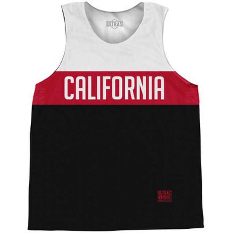 California Finish Line State Flag Basketball Singlets - Red White