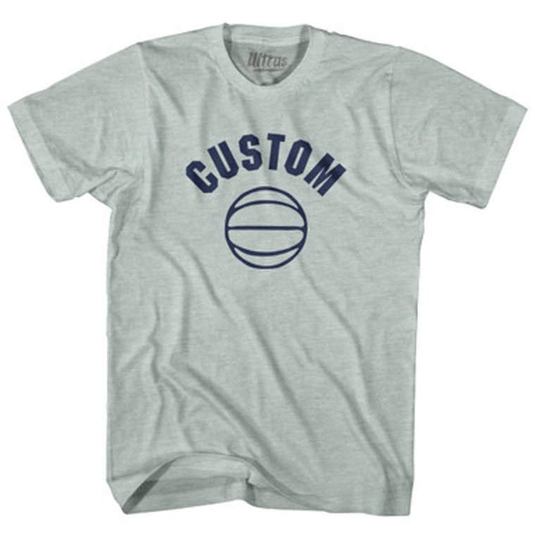 Custom Basketball Old School Ball Adult Tri-Blend T-shirt - Athletic Cool Grey