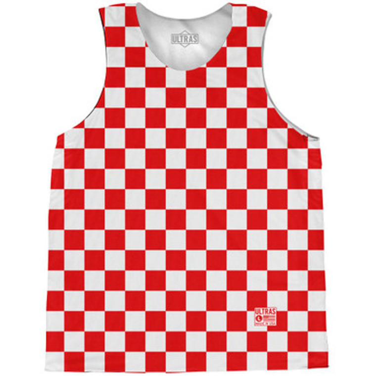 Croatia Checkerboard Basketball Practice Singlet Jersey - Red White