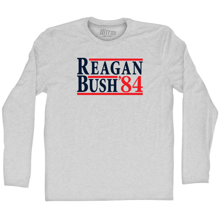 Reagan Bush 84 Adult Cotton Long Sleeve T-shirt - Grey Heather