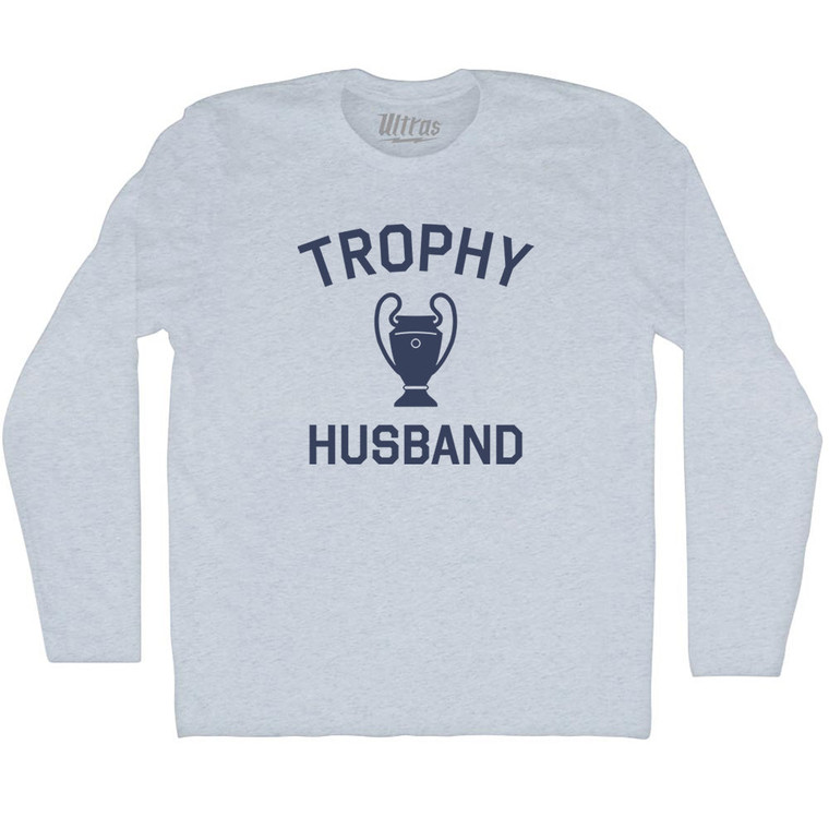 Trophy Husband Adult Tri-Blend Long Sleeve T-shirt - Athletic White