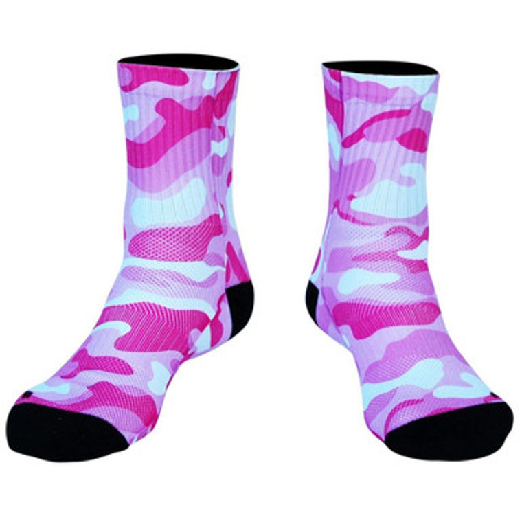 Pink Camo Socks Premium Athletic Half Crew Socks - Pink