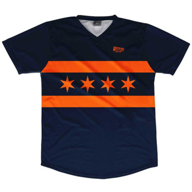 Chicago Flag Navy & Orange Soccer Jersey Made In USA - Navy & Orange