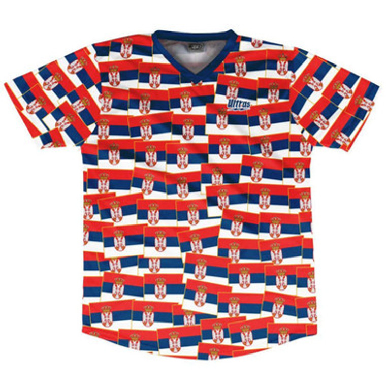 Ultras Serbia Party Flags Soccer Jersey Made In USA - Red Blue