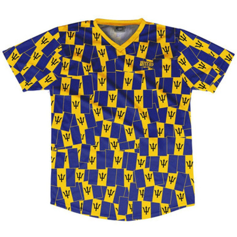 Ultras Barbados Party Flags Soccer Jersey Made In USA - Blue Yellow