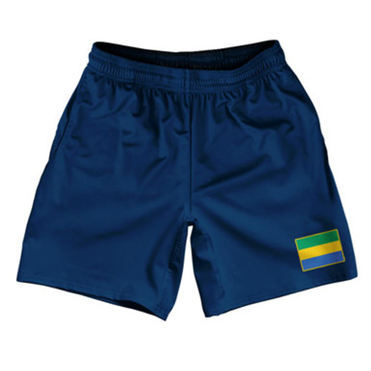 Gabon Country Heritage Flag Athletic Running Fitness Exercise Shorts 7" Inseam Made In USA Shorts by Ultras