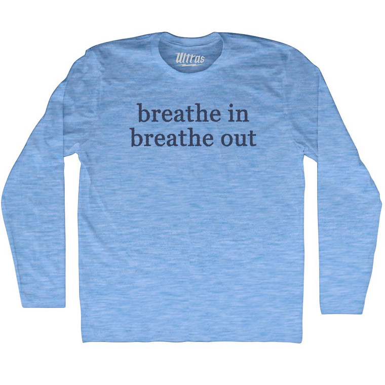 Breathe In Breath Out Adult Tri-Blend Long Sleeve T-shirt - Athletic Blue