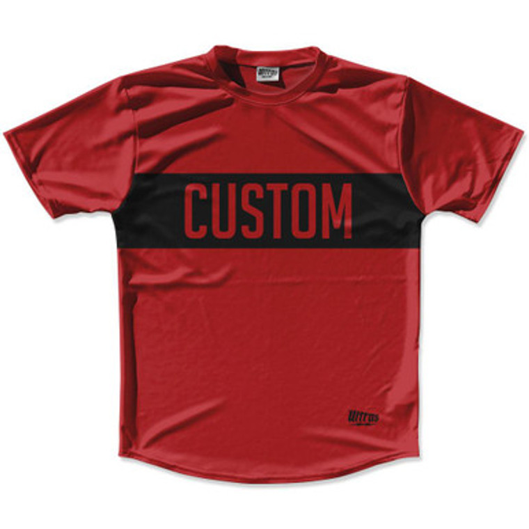 Dark Red & Black Custom Finish Line Running Shirt Made in USA - Dark Red & Black