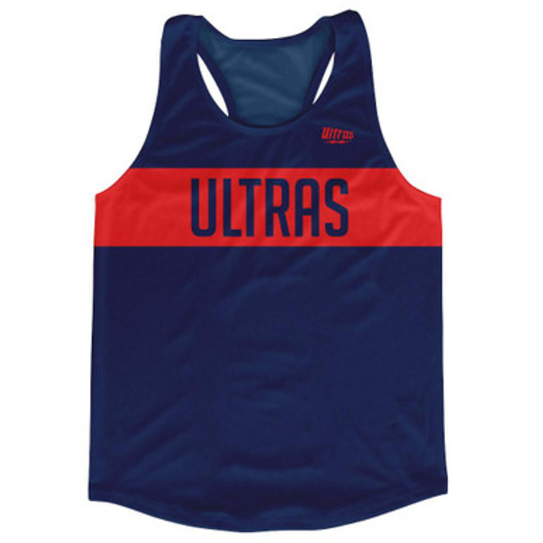 Ultras Navy Blue and Red Finish Line Running Tank Top Racerback Track and Cross Country Singlet Jersey Made In USA - Navy Blue & Red