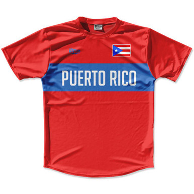 Ultras Puerto Rico Flag Finish Line Running Cross Country Track Shirt Made In USA - Red