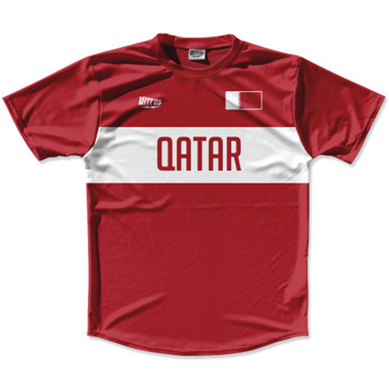 Ultras Qatar Flag Finish Line Running Cross Country Track Shirt Made In USA - Maroon