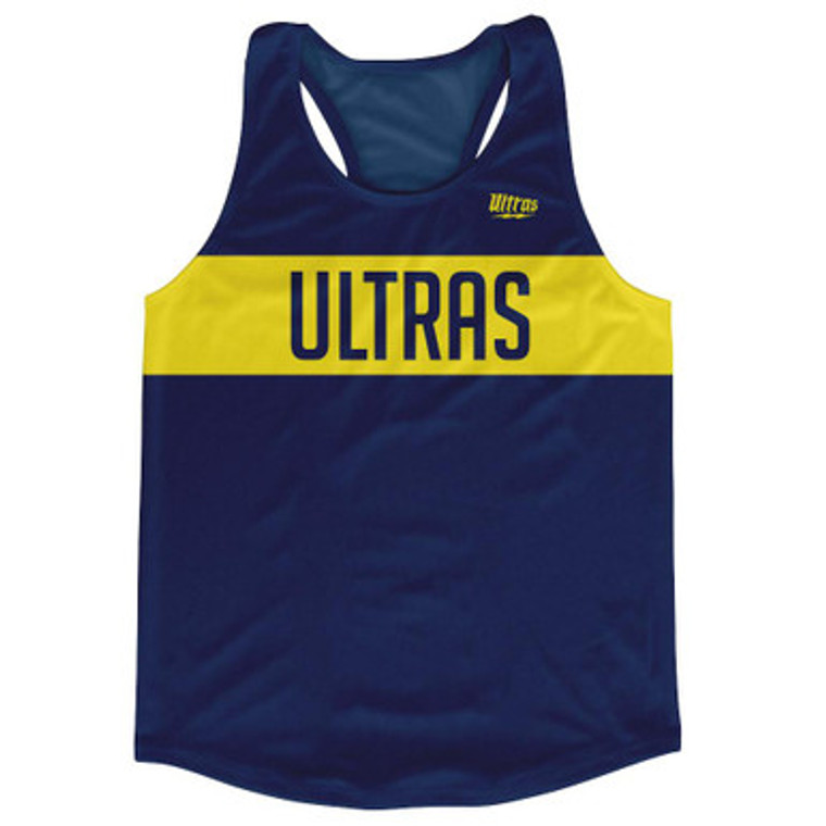 Ultras Navy Blue and Yellow Finish Line Running Tank Top Racerback Track and Cross Country Singlet Jersey Made In USA - Navy Blue & Yellow