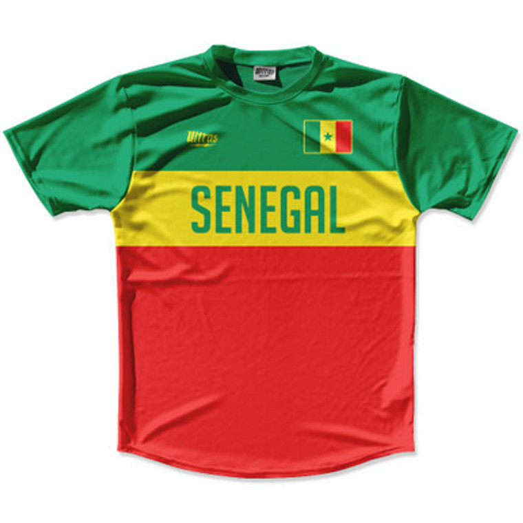 Ultras Senegal Flag Finish Line Running Cross Country Track Shirt Made In USA - Red Green