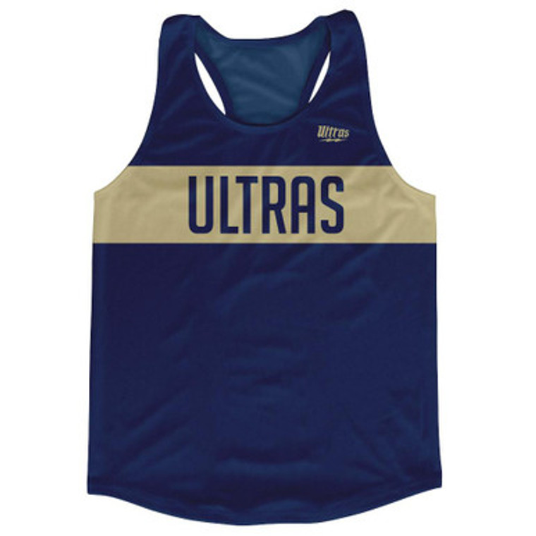 Ultras Navy Blue and Vegas Gold Finish Line Running Tank Top Racerback Track and Cross Country Singlet Jersey Made In USA - Navy Blue & Vegas Gold