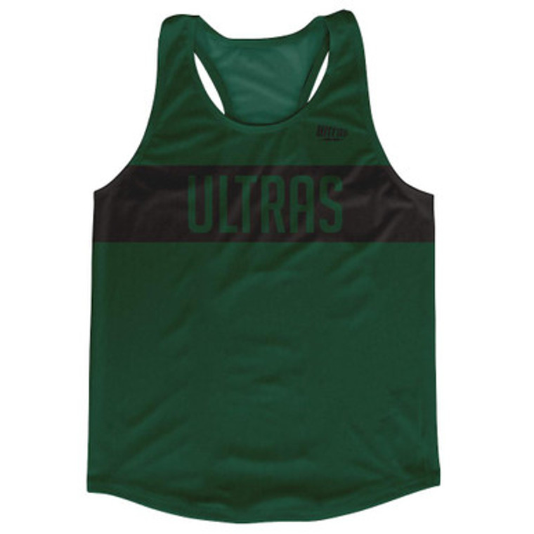 Ultras Black and Forest Green Finish Line Running Tank Top Racerback Track and Cross Country Singlet Jersey Made In USA-Black & Forest Green