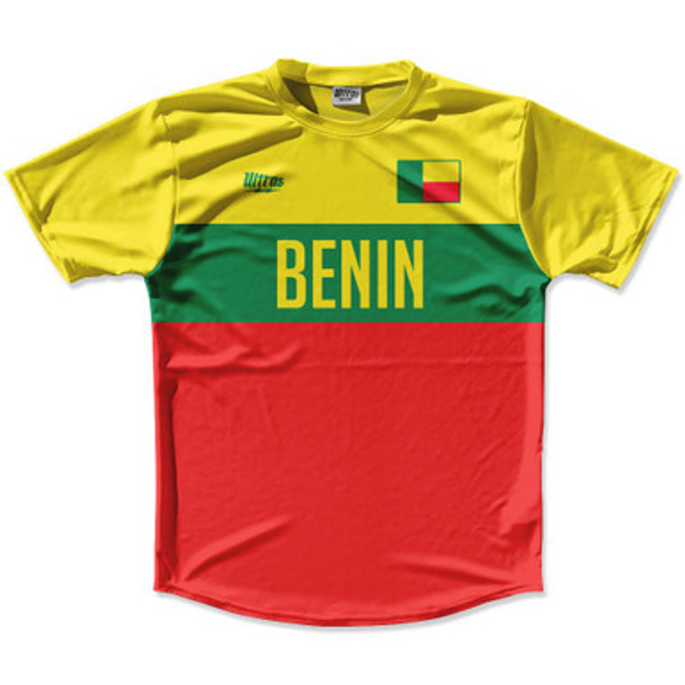 Ultras Benin Flag Finish Line Running Cross Country Track Shirt Made In USA - Yellow Red