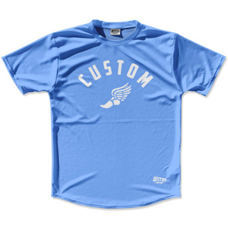 Carolina Blue & White Custom Track Wings Running Shirt Made in USA - Carolina Blue & White