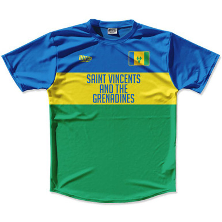 Ultras Saint Vincent & The Grenadines Flag Finish Line Running Cross Country Track Shirt Made In USA-Blue Green