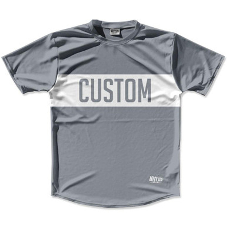 Dark Grey & White Custom Finish Line Running Shirt Made in USA - Dark Grey & White